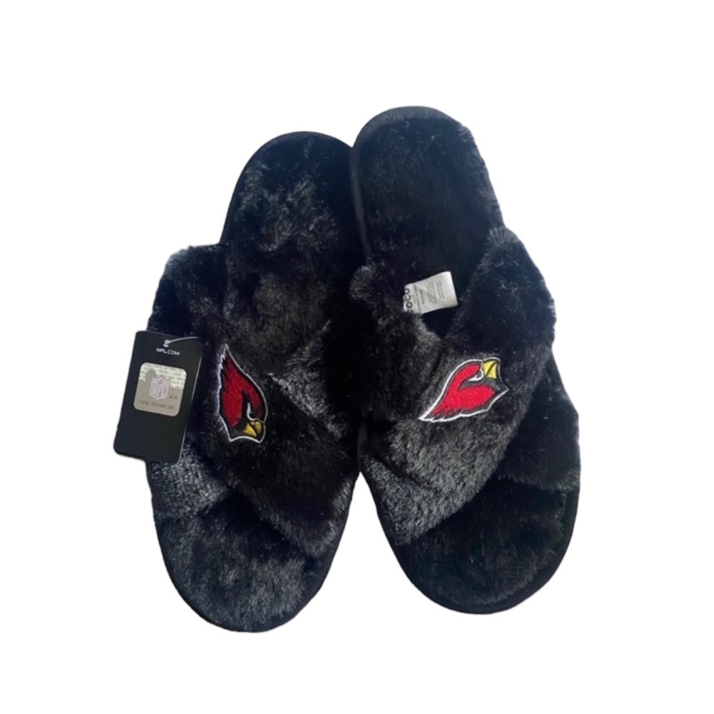 Forever‎ Collectables NFL Arizona Cardinals Black Criscross Slippers # 7/8